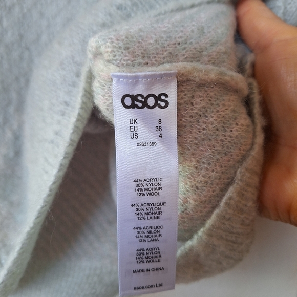 ASOS Pastel Wool Blend Oversized Sweater. Mint/Pink. Womens size 4 - Picture 3 of 5